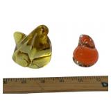 Pee Dee Yellow Art Glass Bird, Orange MOG Cat Figu