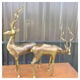 Brass Antelope Sculptures With Detailed Horns