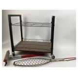 Metal Rolling Cart, Fishing Net, Window Squeegee