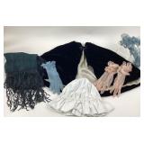 Velvet Cape, Gloves, Scarf, Floral Headpiece