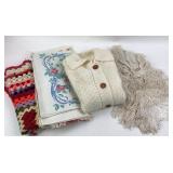 Textiles, Crochet Afghan, Cream Sweater