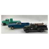 Die-Cast Military Fire Truck, Plastic Pickup, Flat