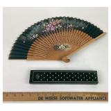 Giner Hand-Painted Folding Fan Signed J. Ruiz