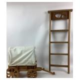 Wooden Covered Wagon And Decorative Ladder