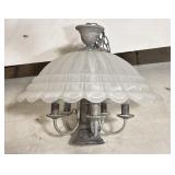 Vintage Art Deco Clear White Frosted Chandler