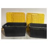4 Black Plastic Storage Containers with Lids
