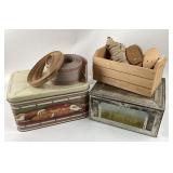 Metal Bread Tin, Rustic Storage Box, Wood Craft To