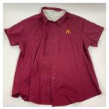 2XL McDonald's Employee Button up Shirt Maroon