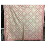 Pink White Hand Stitched Quilt