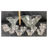 EAPC Glass Punch Bowl With Cups And Serving Bowl