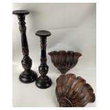 Black Candle Holders, Shell Wall Sconces