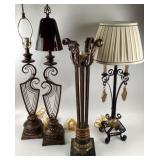 (4) Iron Table Lamps With Decorative Bases