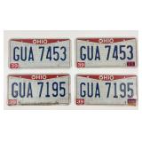 4 Ohio License Plates