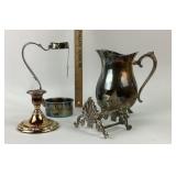 Silver-Plated Serving Items, Candle Stand, Bottle