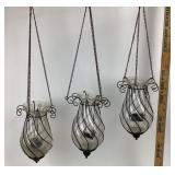 Hanging Glass Lanterns With Metal Frame