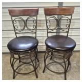 Kitchen Stools Wood & Metal With Padded Seat (2)
