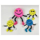 (4) 90s Stuffins Smiley Face Beanie Plush Hanging
