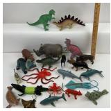 Plastic Animal Toys: Dinosaurs, Octopus, Squid