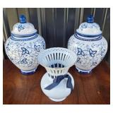 Blue White Ceramic Ginger Jars, White Ceramic Vase