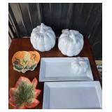 Ceramic Pumpkin Tureens, Plates, Leaf Dishes