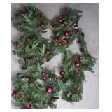 Artificial Holiday Greenery With Red Ornaments