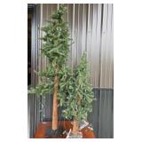 3 Artificial Pine Trees With String Lights
