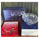 Mikasa Wine Glasses, Bowl, Etched Glass Plate