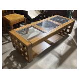 Oak, glass coffee table