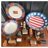 Coventry American Flag Stoneware, Wooden Village D