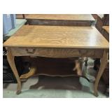 Oak Table/Desk With One Drawer & Scalloped Bottom