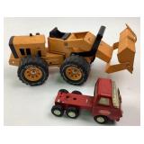Tonka Metal Orange Front Loader, Tonka Red metal