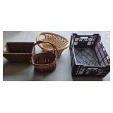 Wicker Baskets And Plastic Crate