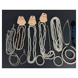 Costume Jewelry: Erwin Pearl necklaces, Silver