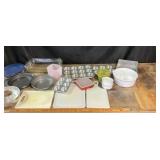Aluminum Muffin Tins, Tupperware, Corning Ware
