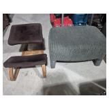 Wood Kneeling Chair With Brown Upholstery & Green