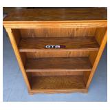 Oak Wood Bookshelf with Decorative Trim
