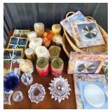 Candles, Glass Candle Holders, Spinning Trays