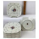 Black Knight Floral Porcelain Square Plates