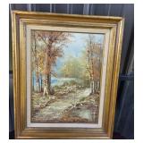 Framed Landscape Oil Painting by Hubert