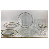Clear Glass Tableware With Gold Trim