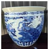 Ethan Allen Blue, White Ceramic Planter