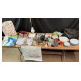 Milk Glass Lamp, Pyrex Bowls, Brownie Camera