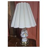 Table Lamp White Frosted With Hand Painted Gray