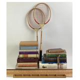 Books, Wooden Tennis Rackets, Advertising Yardstic