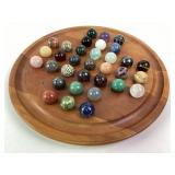 33 Stone Marbles Solitaire Board Game