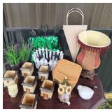 Ceramic Planters, Lamp, Avon Owl, Decorations