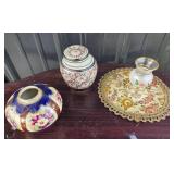 Japanese Porcelain Jar, Floral Vase,Doily