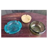 Glass And Plastic Ashtrays: Green, Blue, Ges-Line