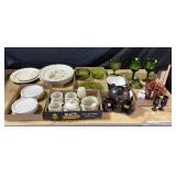 Dinnerware, Green Glass Bowls, Goblets, Decor Piec