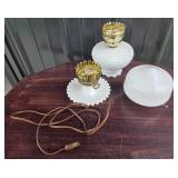 Milk Glass Table Lamps with Brass Fixtures